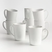 Mercer 14-oz. White Porcelain Mugs, Set of 8