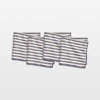 Merrow Stitch Navy Blue Stripe Napkins, Set of 4