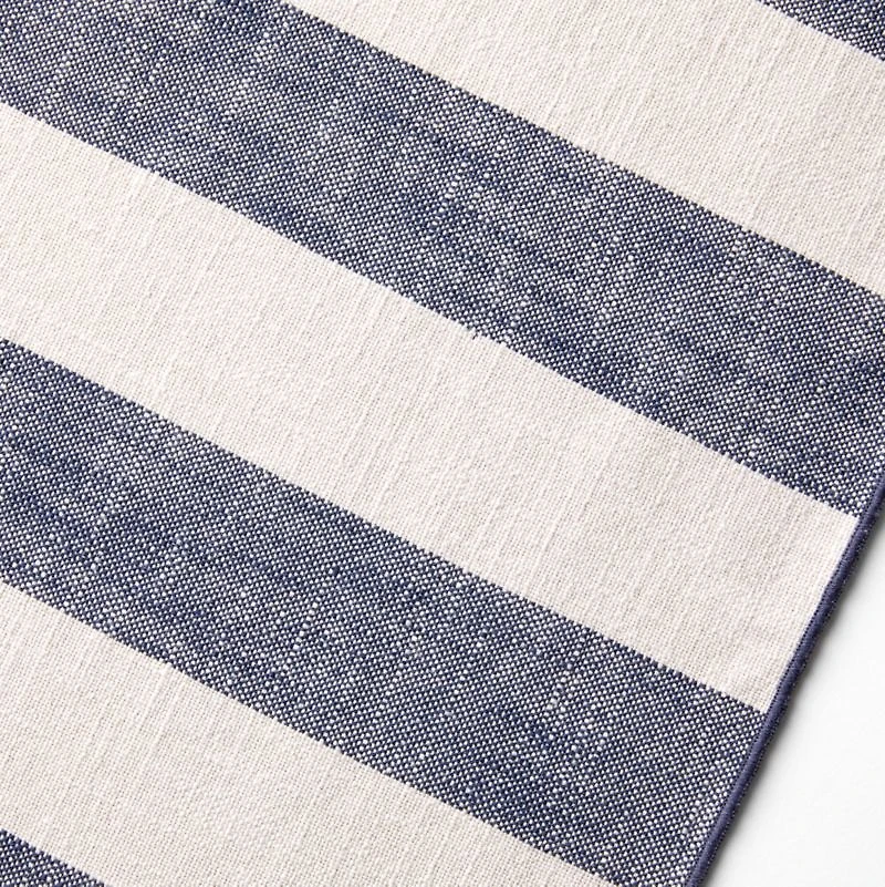 Merrow Stitch 120" Navy Blue Organic Cotton Stripe Runner