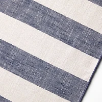Merrow Stitch 120" Navy Blue Organic Cotton Stripe Runner