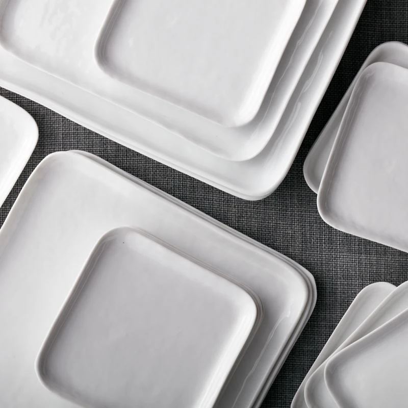 Mercer White Square Porcelain Dinner Plates, Set of 8