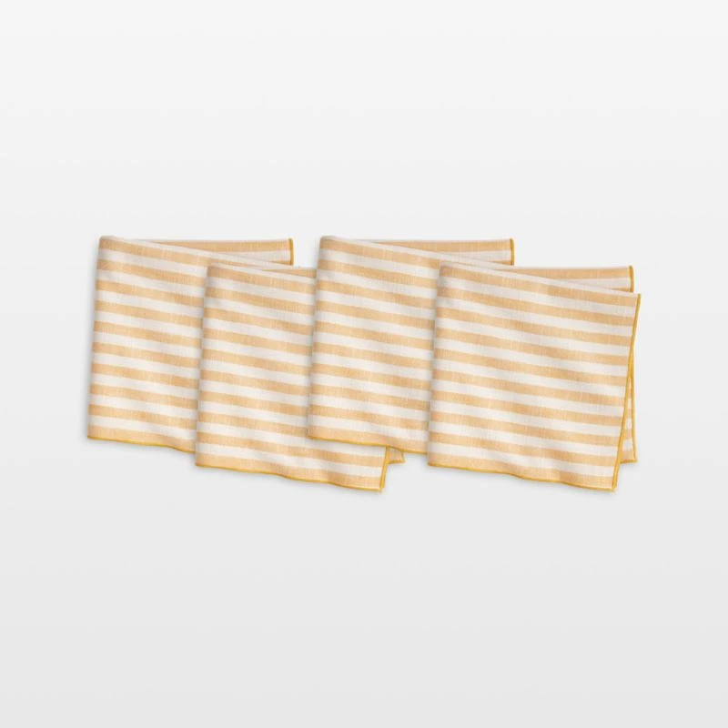 Merrow Stitch Yellow Stripe Napkins, Set of 4