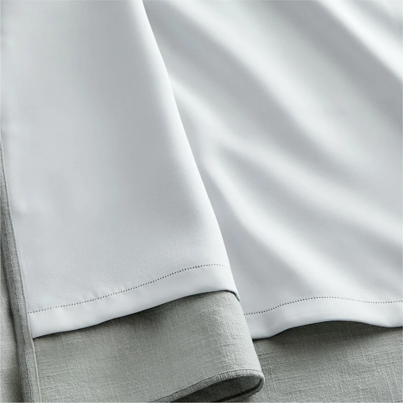 Mist Blue Organic Cotton Merrow Stitch Blackout Window Curtain Panel 52"x84"