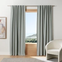 Mist Blue Organic Cotton Merrow Stitch Blackout Window Curtain Panel 52"x84"