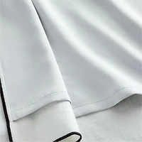 Crisp White Merrow Stitch Organic Cotton Blackout Window Curtain Panel 52"x84"