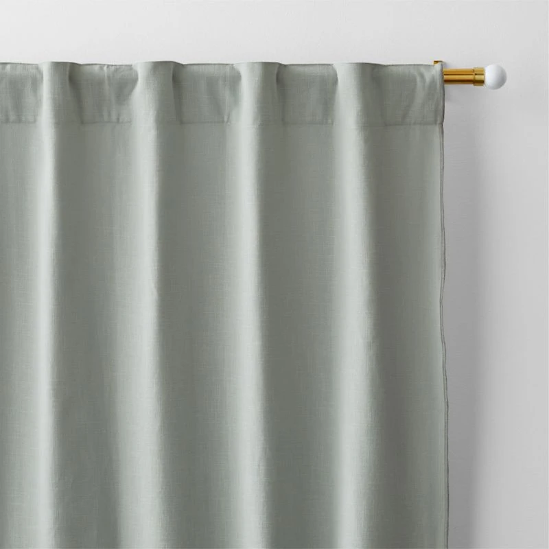 Mist Blue Organic Cotton Merrow Stitch Blackout Window Curtain Panel 52"x84"