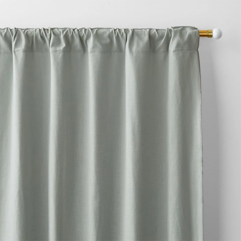 Mist Blue Organic Cotton Merrow Stitch Blackout Window Curtain Panel 52"x84"