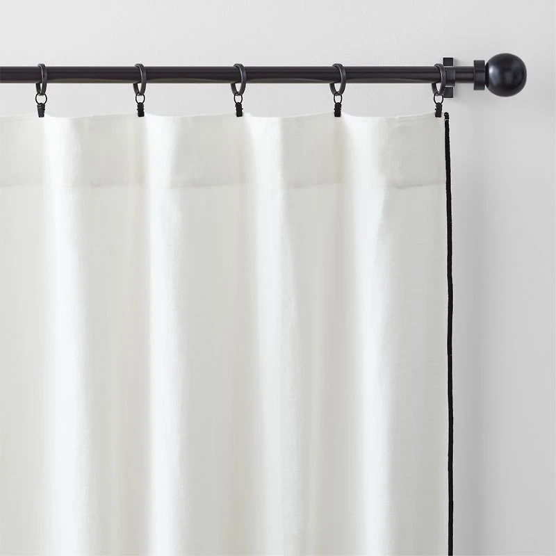 Crisp White Merrow Stitch Organic Cotton Window Curtain Panel 52"x84"