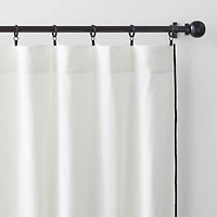 Crisp White Merrow Stitch Organic Cotton Window Curtain Panel 52"x84"