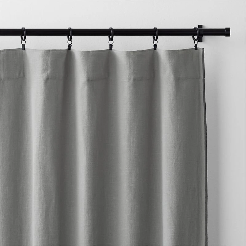 Pebble Grey Merrow Stitch Organic Cotton Window Curtain Panel 52"x120"