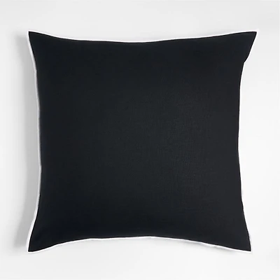 Black 23 Merrow Stitch Organic Cotton Pillow with Feather Insert