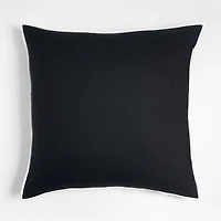 Black 23 Merrow Stitch Organic Cotton Pillow with Feather Insert