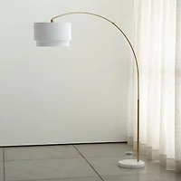 Meryl Arc Brass Floor Lamp with White Shade 85"