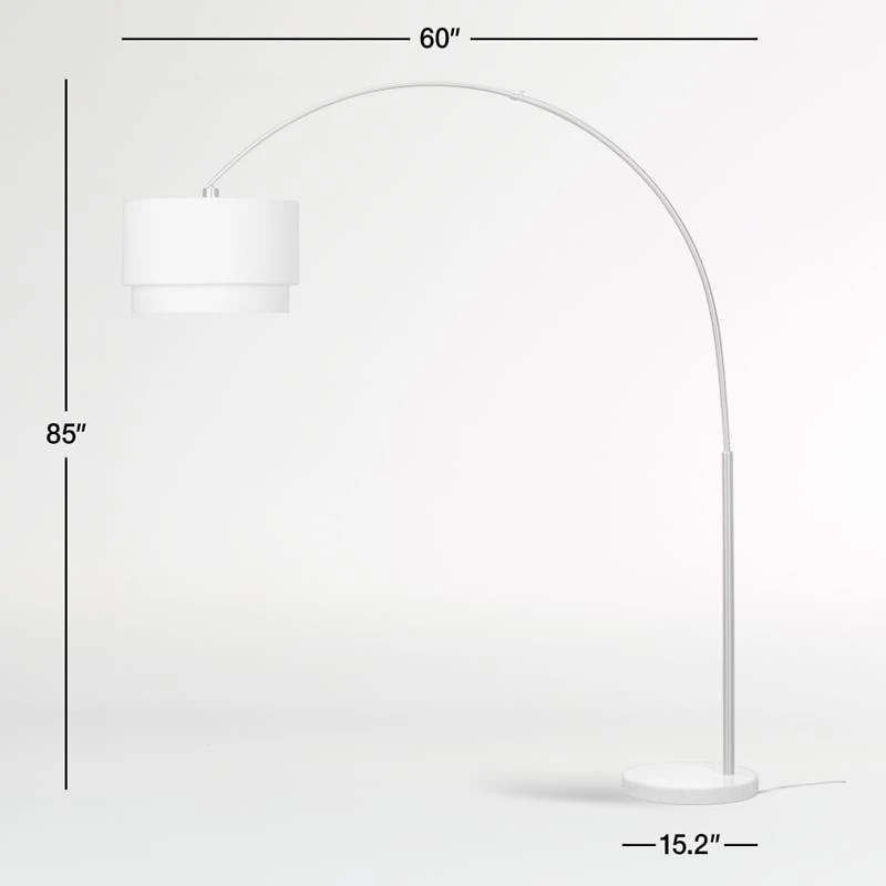 Meryl Arc Brass Floor Lamp with White Shade 85"
