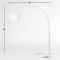 Meryl Arc Brass Floor Lamp with White Shade 85"
