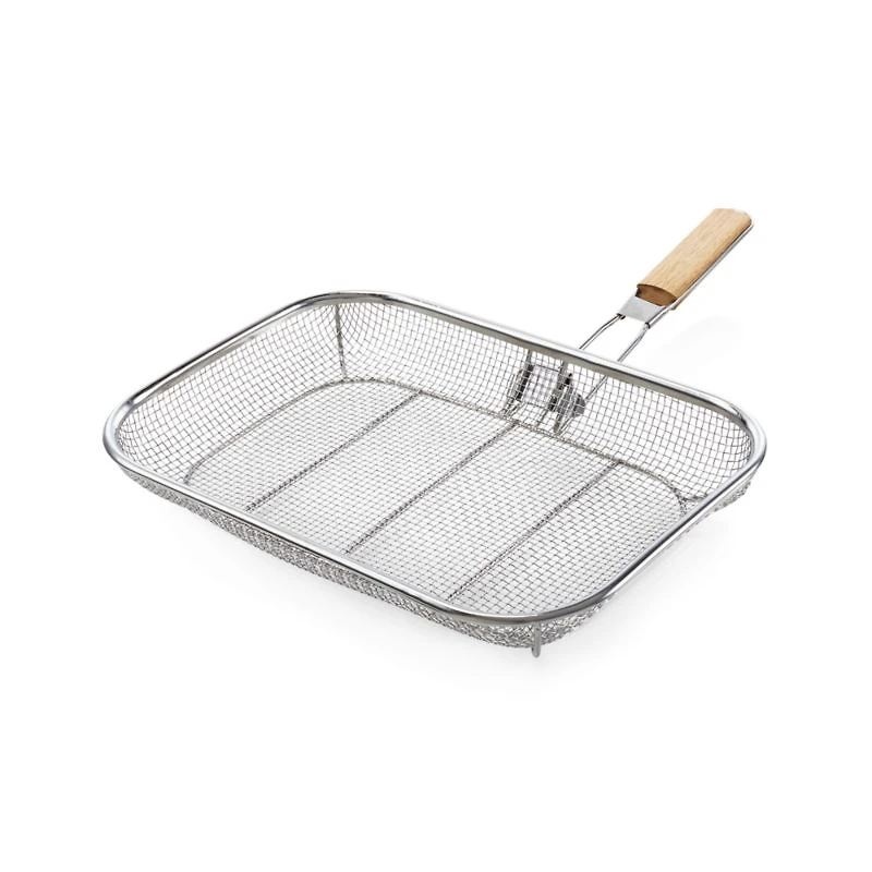 Mesh Grill Basket with Wood Handle