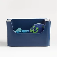 Small Dark Blue Metal Stacking Storage Bin