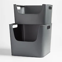 Small Charcoal Metal Stacking Storage Bin