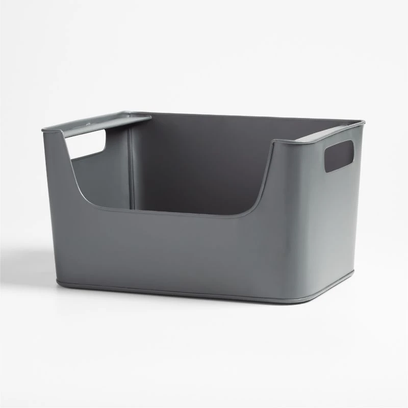 Small Charcoal Metal Stacking Storage Bin