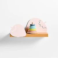 Metal and Wood Strawberry Wall Shelf