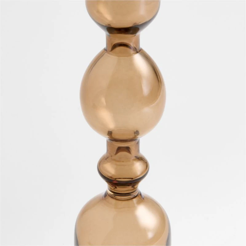 Milano Medium Amber Glass Taper Candle Holder 9.3"