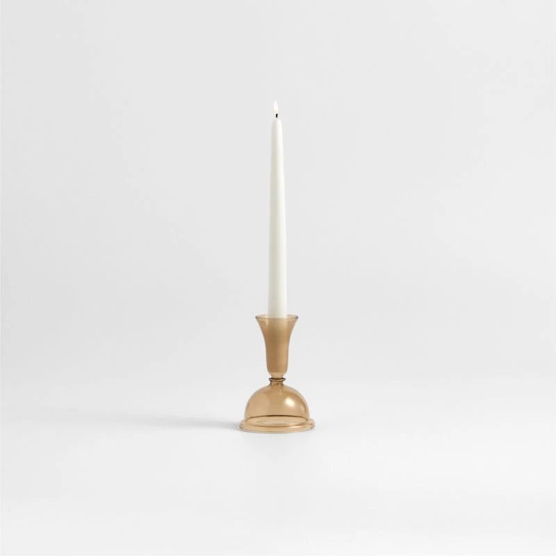 Milano Small Amber Glass Taper Candle Holder 5.2"