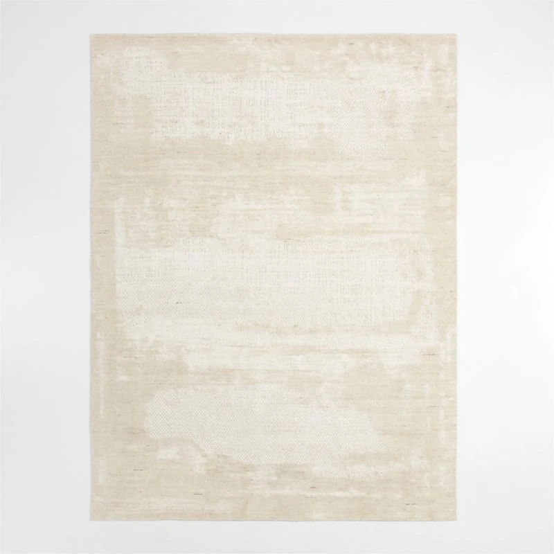 Milano Wool and Viscose Hand-Knotted Beige Area Rug 12'x15'