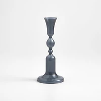 Milano Medium Blue Glass Taper Candle Holder 9.3"