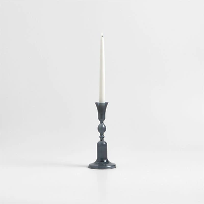 Milano Medium Blue Glass Taper Candle Holder 9.3"