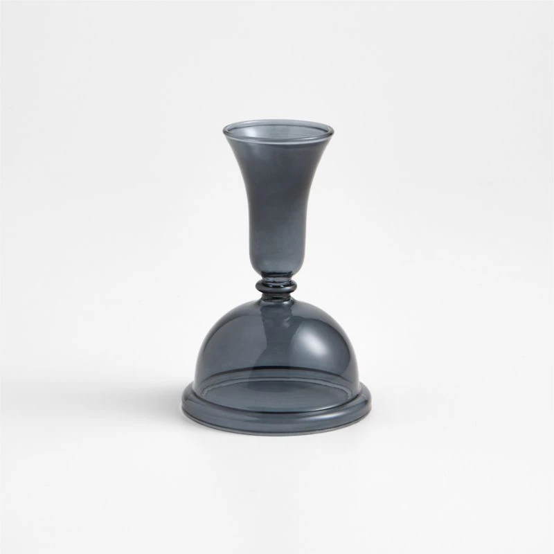 Milano Small Blue Glass Taper Candle Holder 5.2"