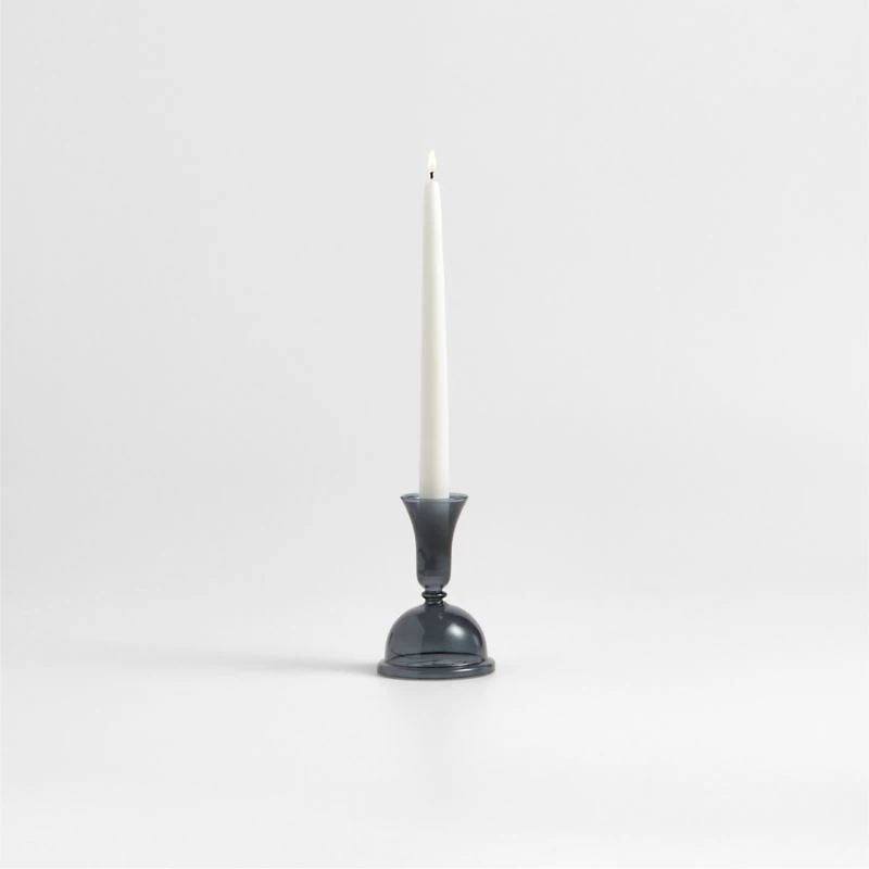 Milano Small Blue Glass Taper Candle Holder 5.2"