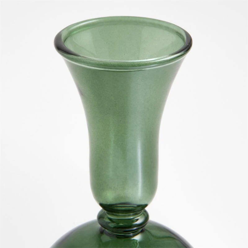 Milano Small Green Glass Taper Candle Holder 5.2"