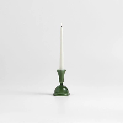 Milano Small Green Glass Taper Candle Holder 5.2"
