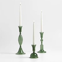Milano Large Green Glass Taper Candle Holder 12.5"