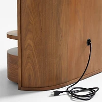 Milano Natural Walnut Wood Upholstered King Bed with Nightstands