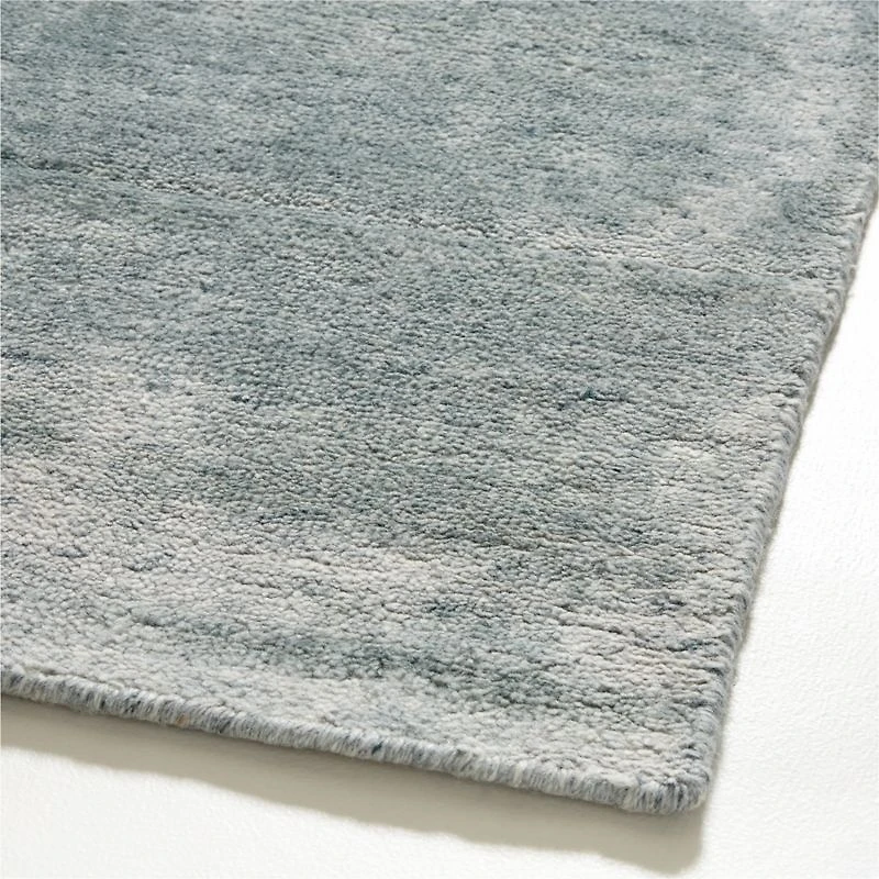 Milano Wool and Viscose Hand-Knotted Turquoise Blue Area Rug 9'x12'