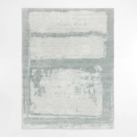 Milano Wool and Viscose Hand-Knotted Turquoise Blue Area Rug 9'x12'