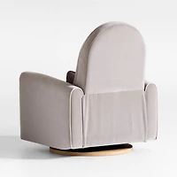 Miles Fawn Beige Velvet Nursery Power Recliner Chair with Wooden Base