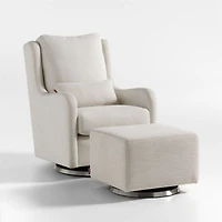 Milo Cream Nursery Gliding Ottoman with Silver Base