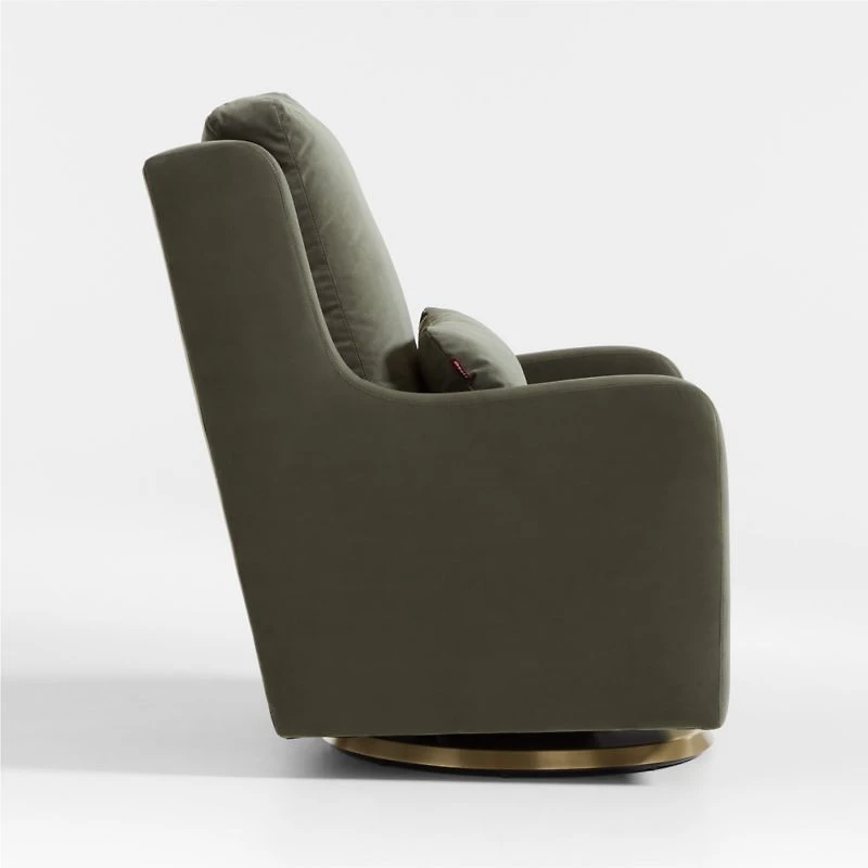 Milo Green Nursery Swivel Glider Chair with Gold Base