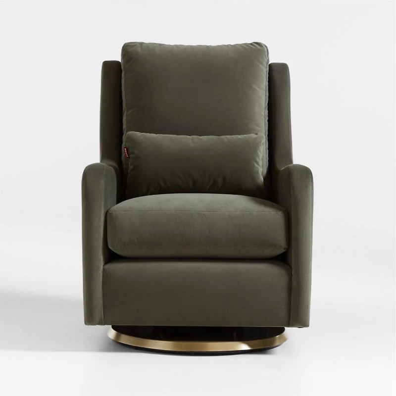 Milo Green Nursery Swivel Glider Chair with Gold Base