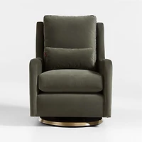 Milo Green Nursery Swivel Glider Chair with Gold Base