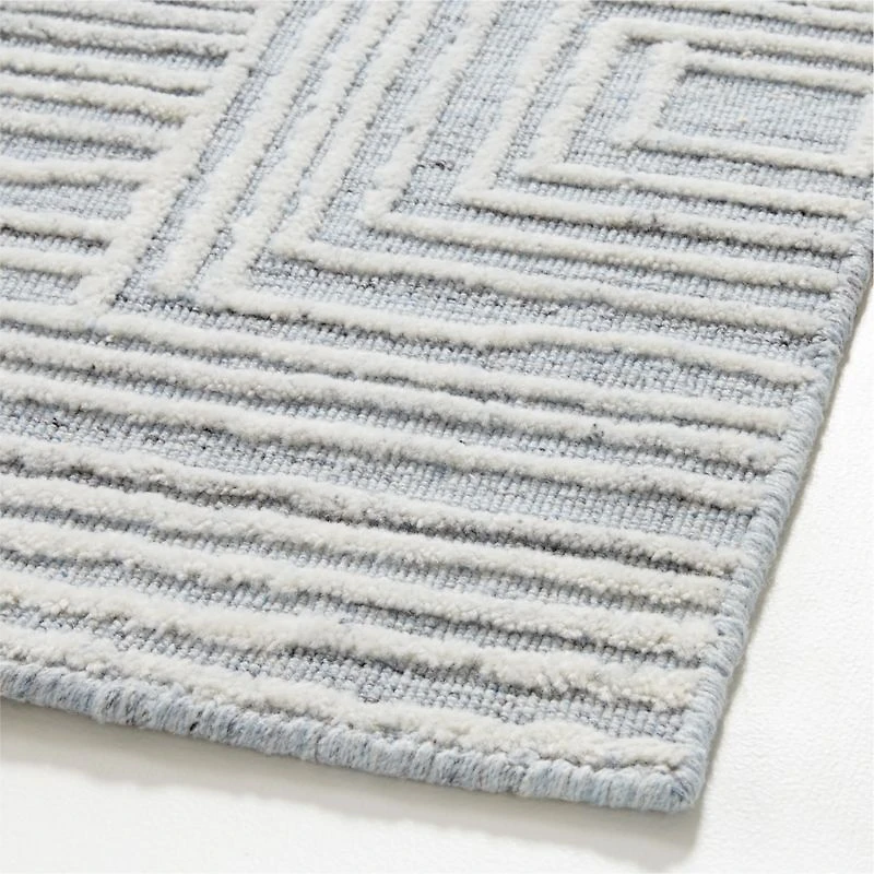 Milos Wool and Viscose Handwoven Blue Area Rug 6'x9'