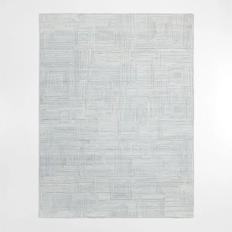 Milos Wool and Viscose Handwoven Blue Area Rug 6'x9'