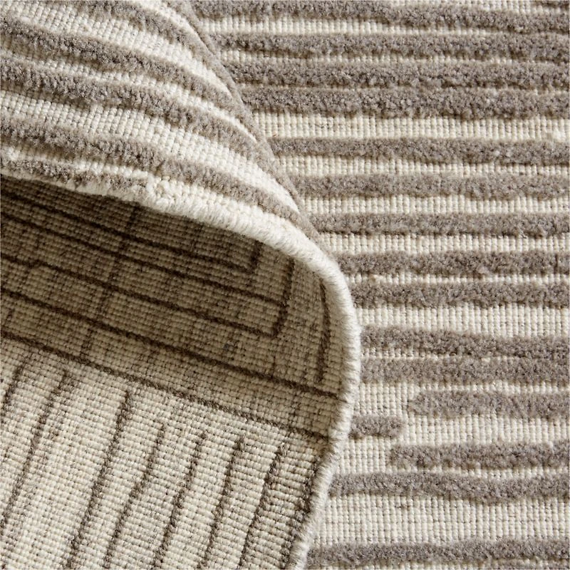 Milos Wool and Viscose Handwoven Taupe Brown Area Rug 6'x9'