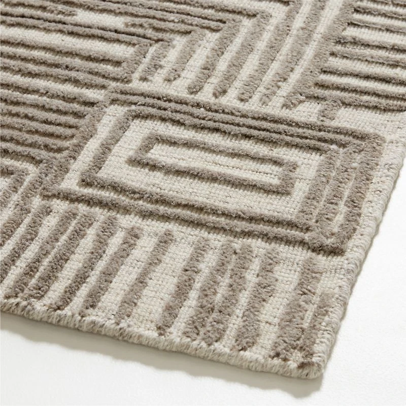 Milos Wool and Viscose Handwoven Taupe Brown Area Rug 6'x9'