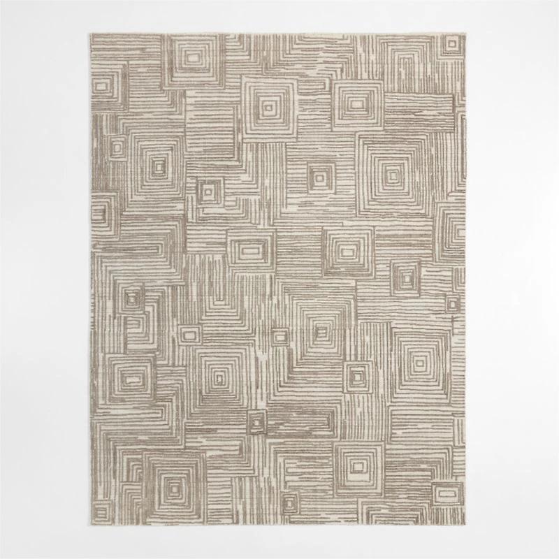 Milos Wool and Viscose Handwoven Taupe Brown Area Rug 6'x9'