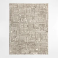 Milos Wool and Viscose Handwoven Taupe Brown Area Rug 6'x9'