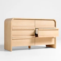 Mira 52" Natural Oak Wood Wide 6-Drawer Kids Dresser