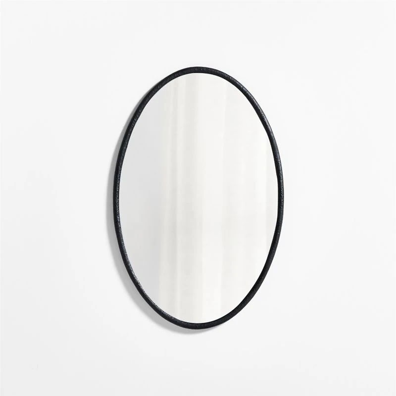 Mirabella Black Metal Oval Wall Mirror 25.75"x40"